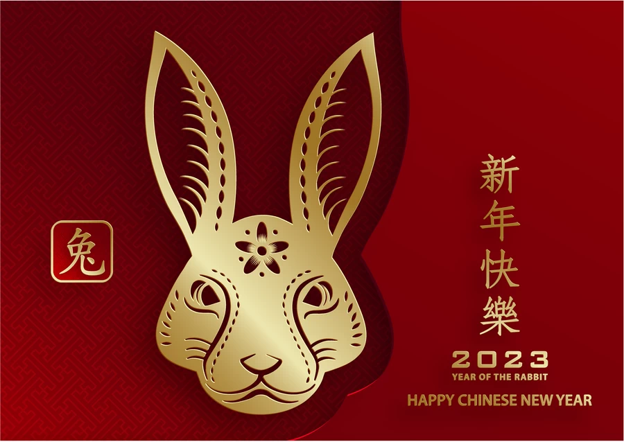 2023兔年中国风新年春节剪纸风节日宣传插画海报背景展板AI素材【151】